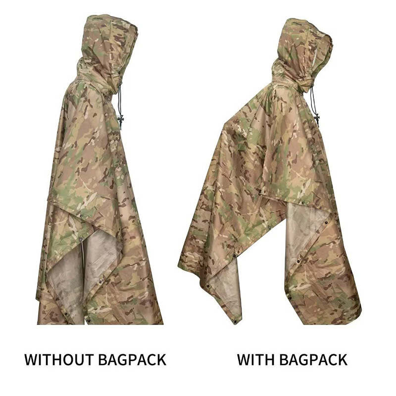 معطف مطر 3 في 1 مع غطاء ظهر وغ - مراجعة Camping Rain Poncho وسعره